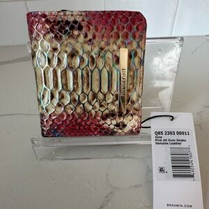 Brahmin Jane leather wallet pink all over snake